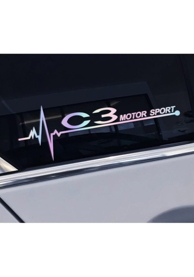 Citroen C3 Yan Cam Sticker Oto Kapı 20 Cm X 7 Cm Renkli