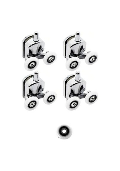 Teker 8 Li Set Duşakabin Tekerleği Alt Üst Cam Kabin Rulman Makara 24 Mm Krom Beyaz - Şeffaf Teker 8 Li Set Duşakabin Tekerleği Alt Üst Cam Kabin Rulman Makara 24 Mm Krom Beyaz - Şeffaf
