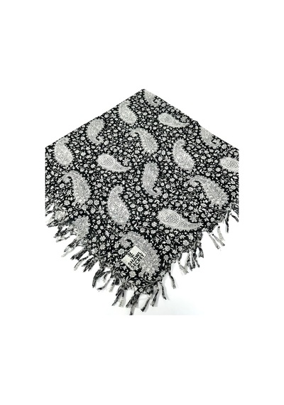 Shawl Secret Sökme Boncuklu Pamuk Yazma - 05868 Siyah-beyaz
