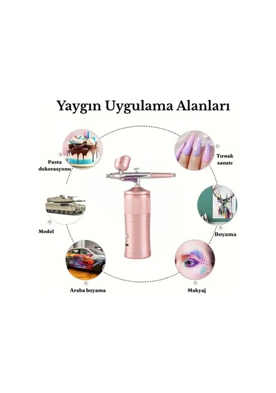 Şarjlı Airbrush Boya Tabancası Seti Kompresörlü Tırnak Sanatı, Hobi Boyama, Pasta Süs, Nemlendirici Pembe - 832254564