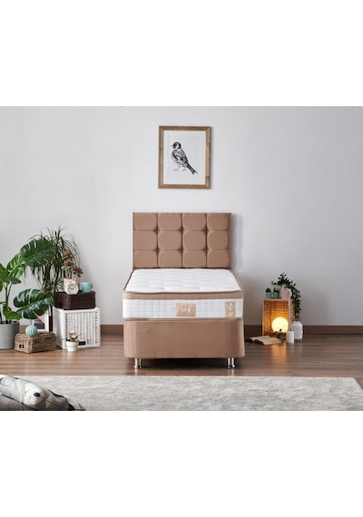 Nironyatak Niron Latte 100X200 Cm Tek Kişilik Yatak Baza Başlık Seti - Sert