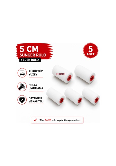 Sünger Rulo 5cm Yedek Sünger 5 Li Takım