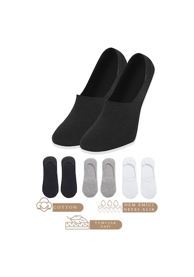 Kral Socks Unisex Düz Desenli 6 Çift Pamuklu Terletmez Babet Çorap Beyaz