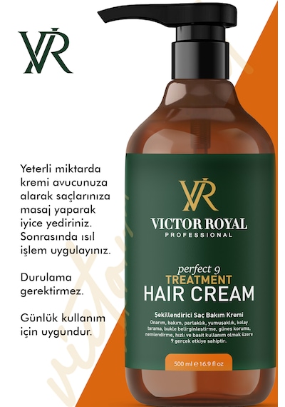 Victor Royal Bukle Belirginleştirici Kıvırcık Ve Dalgalı Saçlar Için Durulanmayan Saç Kremi 500 Ml