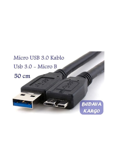 Micro Usb 3.0 Hdd Harddisk Yüksek Hız Şarj Data Kablosu 50 Cm