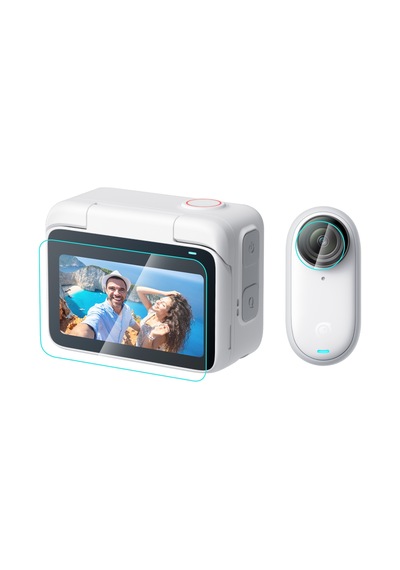 Insta360 Go 3 / Go 3s Puluz 2'si 1 Arada Ekran Ve Lens Temperli Cam Filmi Şeffaf Çok Renkli
