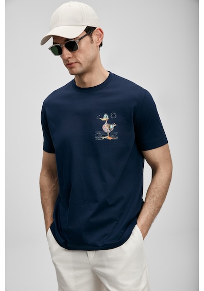Lufian Fınx Modern Grafik T- Shirt Lacivert Lacivert 111020313100200