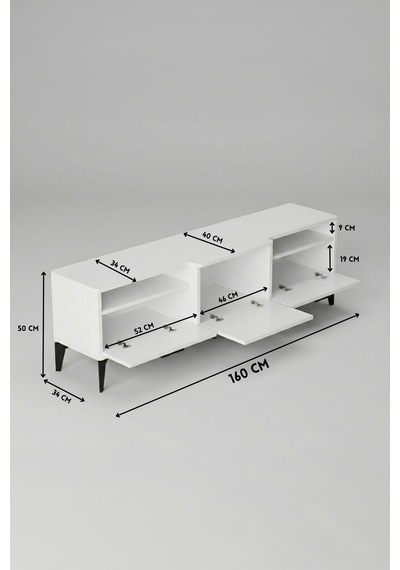 Mistral Tv Sehpası Metalik Beyaz 160x40 Cm