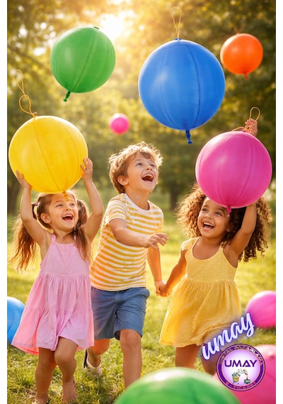 20 Adet Zıpzıp Balon İpli Lastikli Punch Panç Büyük Balon Karısık