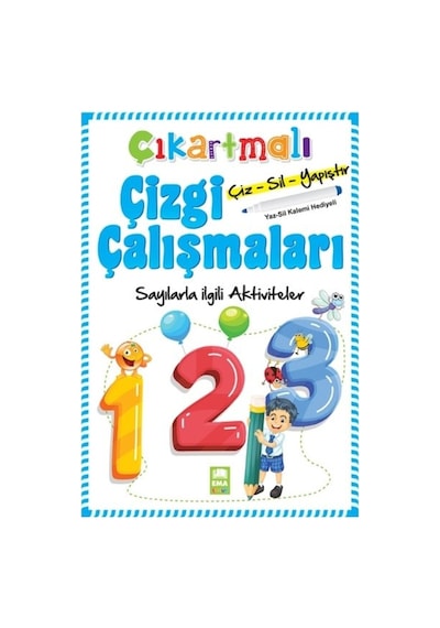 Çıkartmalı Çizgi Çalışmaları-Sayılarla ilgili Aktiviteler- Beyaz Balina Yayınları