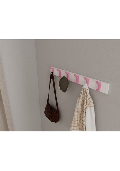 Hepsi3boyutlu Modern Duvar & Kapı Kanca Askılık - 6 Adet Pembe Kanca Askılık - Model No : 2 Pembe