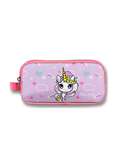 Ümit Çanta Turkuaz Pembe Gökkuşağı Unicorn Desenli Kalem Çantası - Kız Çocuk - 5017 Lila - Pembe