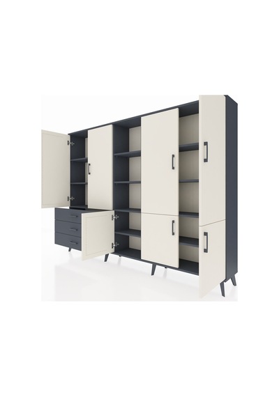 Arges Dolap 11 Raflı 3 Çekmeceli 7 Kapaklı 220x30x163 Antrasit-ay Antrasit-aytaşı/antrasit Arges Dolap 11 Raflı 3 Çekmeceli 7 Kapaklı 220x30x163 Antrasit-ay Antrasit-aytaşı/antrasit