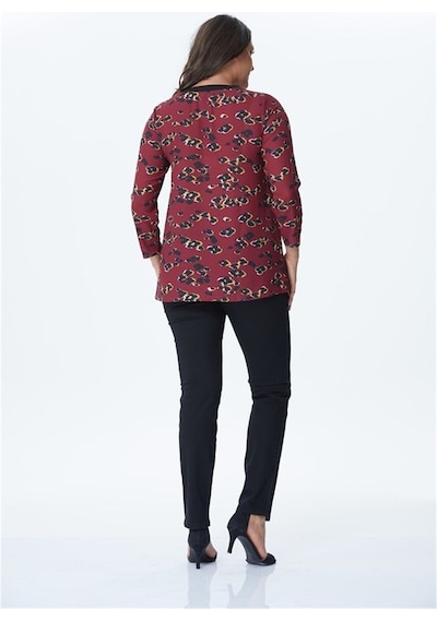 Myline Kadın V Yaka Ribanalı Bluz 34174 Bordo