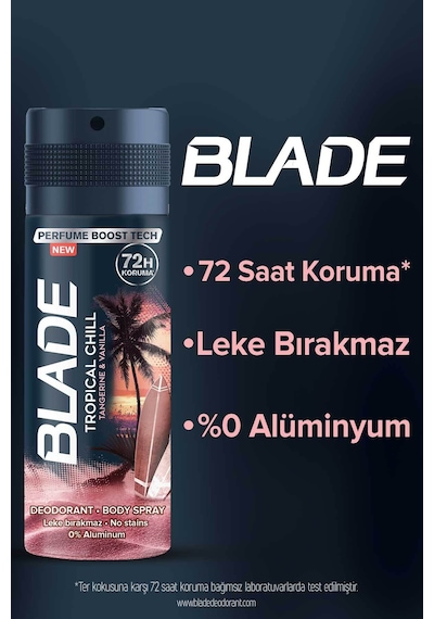 Tropical Chill Erkek Alüminyumsuz Deodorant Body Spray 4x150ml Hızlı Kurur,leke Bırakmaz