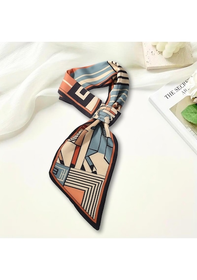 Walkenzo Geometrik At Desenli Modern Tasarım Kadın Kravat Fular Çok Renkli