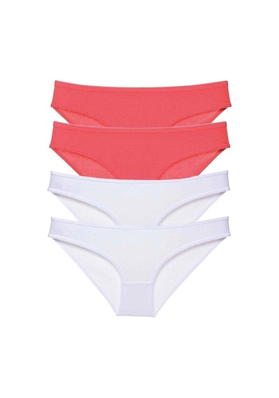 4 Adet Eko Set Likralı Kadın Slip Külot Fuşya Beyaz Çok Renkli