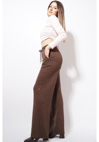 Unika Boutique Cerli Taş İşlemeli Eşofman kahve