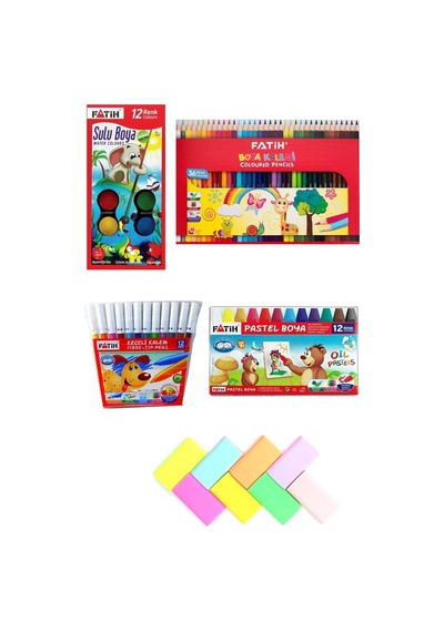 Kuru Boya 36'li, Sulu Boya, Pastel Boya, Pastel Silgiler Kırtasiye Seti Genel