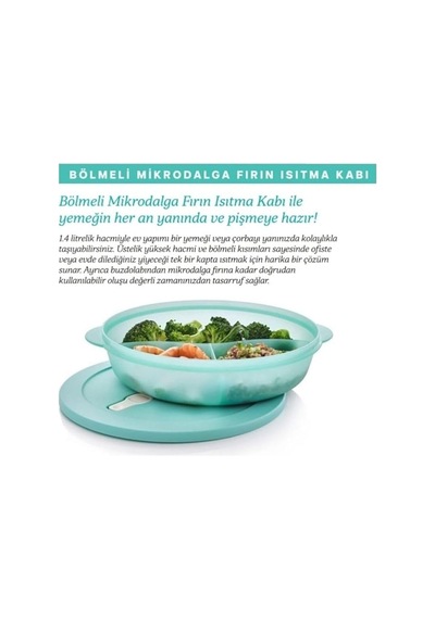 Bölmeli Mikrodalga Fırın Isıtma Kabı 1.4 Lt Mikro Tabak Çok Renkli
