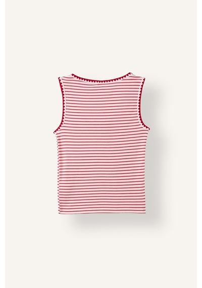 Defacto Slim Fit U Yaka Ribana Çizgili Fisto Detaylı Atlet I4047ax26smrd70 Kırmızı-rd70