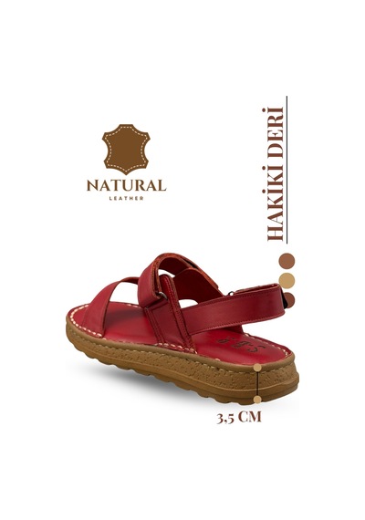 Sermoda Hakiki Deri Erkek Sandalet - Yumuşak Kalın Tabanlı Hakiki Deri Erkek Sandalet Kırmızı Sermoda Hakiki Deri Erkek Sandalet - Yumuşak Kalın Tabanlı Hakiki Deri Erkek Sandalet Kırmızı
