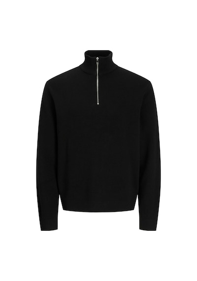 Jack & Jones Jprblamılano Stıtch Knıt Half Zıp Sn Black Black