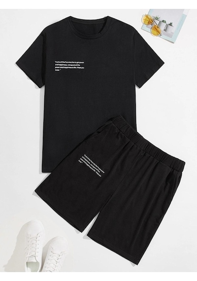 Hope You T-shirt Şort - Siyah Alt Üst Kombin Şort Tişört Takım Baskılı Oversize Bisiklet Yaka Siyah Hope You T-shirt Şort - Siyah Alt Üst Kombin Şort Tişört Takım Baskılı Oversize Bisiklet Yaka Siyah