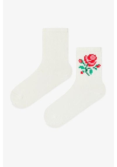 Penti Beyaz - Multi Pixel Rose 2'li Soket Çorap