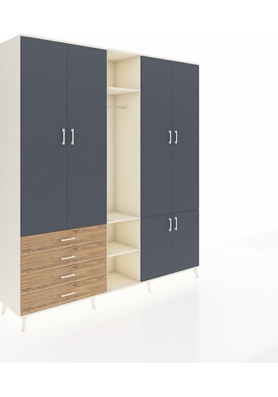Hyperion Dolap 14 Raflı 4 Çekmeceli Tek Askılı 220x44x243 Aytaşı-antrasit/çam Çok Renkli Hyperion Dolap 14 Raflı 4 Çekmeceli Tek Askılı 220x44x243 Aytaşı-antrasit/çam Çok Renkli