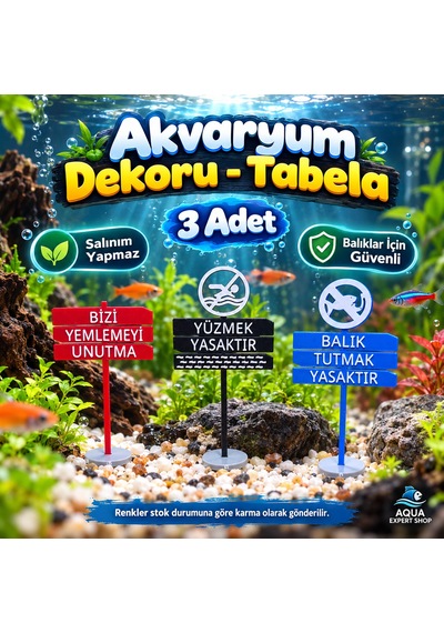 Akvaryum Dekoru - Tabela - Akvaryum Dekor - 3 Adet - Salınım Yapmaz - Balıklar İçin Güvenli - V4