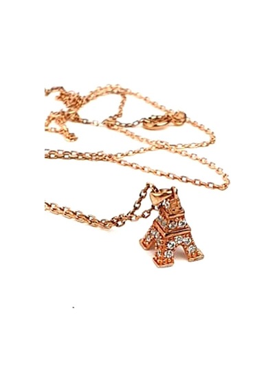 Zirkon Taşlı 925Ayar Gümüş Rose Eyfel Kulesi Minimal Kolye 1Cm