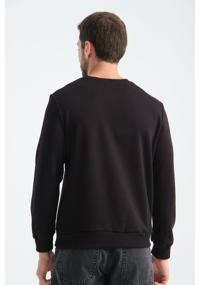 Shooter Sportwear Shooter Erkek Üç İplik Sweatshirt Regular Fit Pamuklu Bisiklet Yaka Günlük Spor Basic Siyah