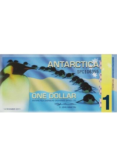 Antarktika 1 Dolar 2011 Penguenler Ve Güney Kutbu'nun 100. Yılı Temalı Para. Çil Kondisyon.