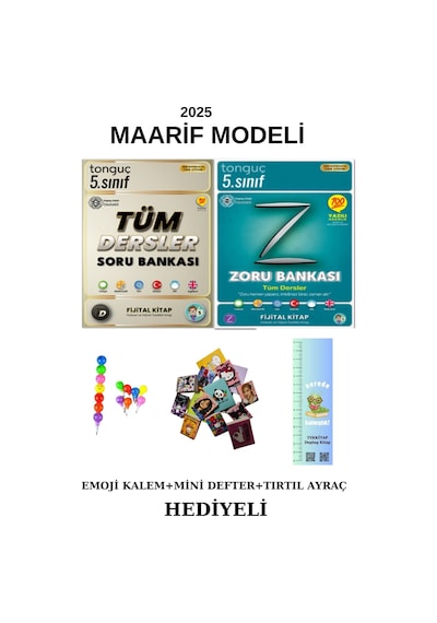 Tonguç 5. Sınıf Tüm Dersler + Zoru Tüm Dersler Soru Bankası 2 Kitap Emoji K.+mini D.+tırtıl A.