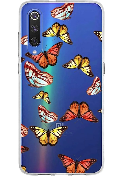 Xiaomi Mi 9 İle Uyumlu 1mm Slim Fit Water Color 2 Baskılı Şeffaf Kılıf Şeffaf