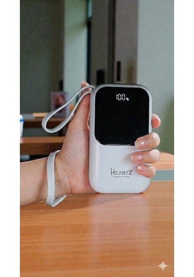 H12 10000 Mh Pd 20w Ve Usb 22.5w Fast Hızlı Şarj Dahili Type C Ve Lightning Kablolu Dünya Standartlarına Uygun Polymer Batarya Birebir Amper Lcd Göstergeli Powerbank