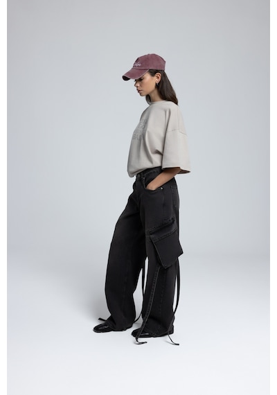 Mai Collection Mai Studios Co. Roger Yıkamalı Siyah Kargo Jean Pantolon Siyah