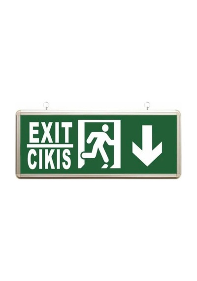 Acil Çıkış Exit Tabela Aşağı Yön Armatür Ledli 3 Saat Akülü