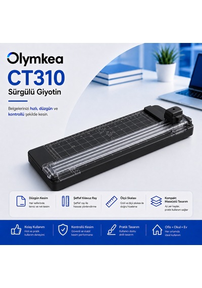Olymkea Ct310 Taşınabilir Kağıt Kesme Makinesi 10 Yaprak Kapasiteli Paper Trimmer