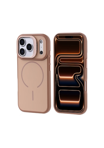 Zore Apple iPhone Uyumlu 17 Pro Max Kılıf M-safe Şarj Özellikli Kamera Standlı Omsy Notron Kapak - Gold Altın