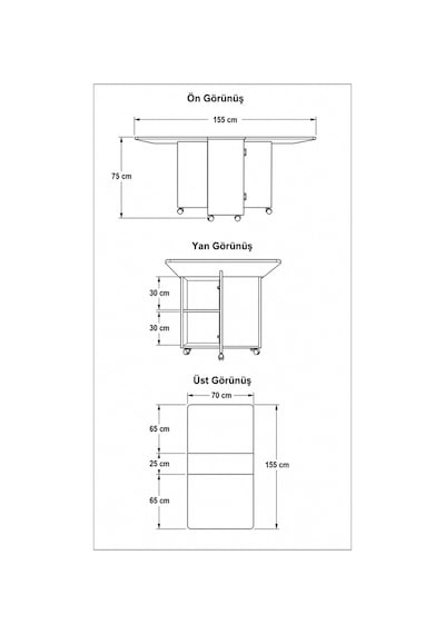 Lüks Katlanır Mutfak Yemek Masası %100 MDF Pratik Raflı Çalışma Masası KM11 Lüks Katlanır Mutfak Yemek Masası %100 MDF Pratik Raflı Çalışma Masası KM11