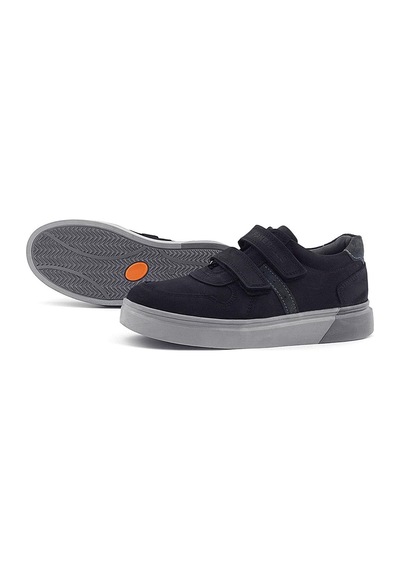 Rakerplus Hakiki Deri Siyah Nubuk Gri Cırtlı Erkek Çocuk Sneaker Siyah