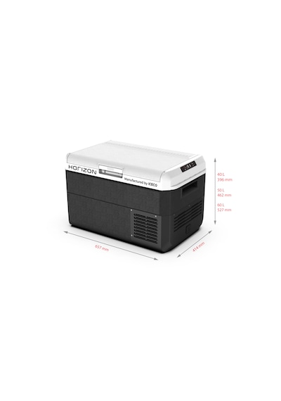 Horızon Mcd50d, Manufactured By Iceco, 50 Lt 12/24v Dc Çift Bölmeli, Bağımsız Sıcaklık Kontrollü, Kompresörlü Oto Buzdolabı