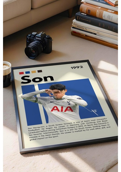 Son Heung-min Çerçeveli Tablo - Dekoratif Çerçeveli Futbolcu Poster Tablo