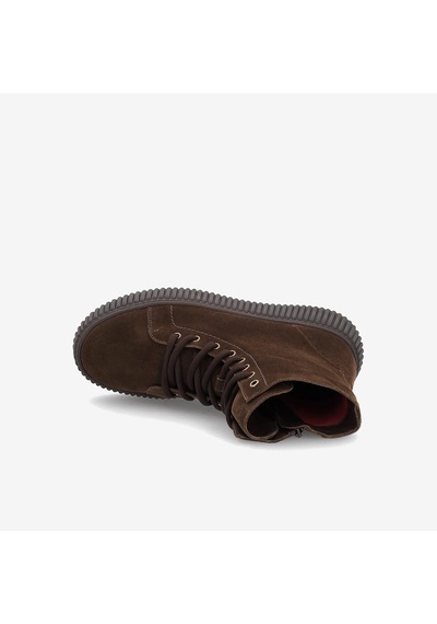 Cacao Dark Brown Bot Kadın 40c6 Frau Waxy Laced Bootıe Wıth Platform Acı Kahverengi