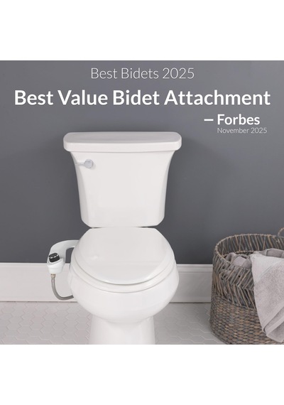 Biobidet Slimedge Basit Bide Tuvalet Takımı, Beyaz, Çift Nozzle, Taze Su Sprey, Elektriksiz, Kolay Montaj, Pirinç Giriş Ve İç Valf Altın