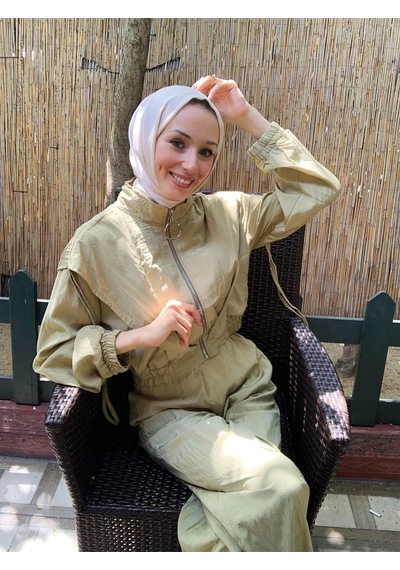 Butik Moda Ptkmks002 Üstü Kısa Fermuarlı Pantolonlu Takım Yeşil 001