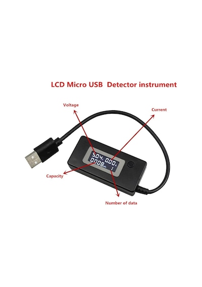 Usb Voltaj Ve Akım Ölçer Test Cihazı - Lcd Ekranlı 4-30v 0-3a Usb Şarj Ölçer Multimetre