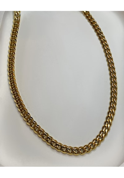 Erkek 6 Mm Çelik Zincir Kolye Gold Gold